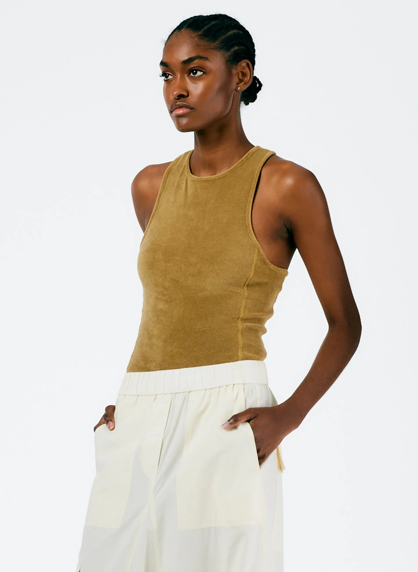 Summer Terry Crewneck Racerback Bodysuit sold by Tibi product image thumbnail 3