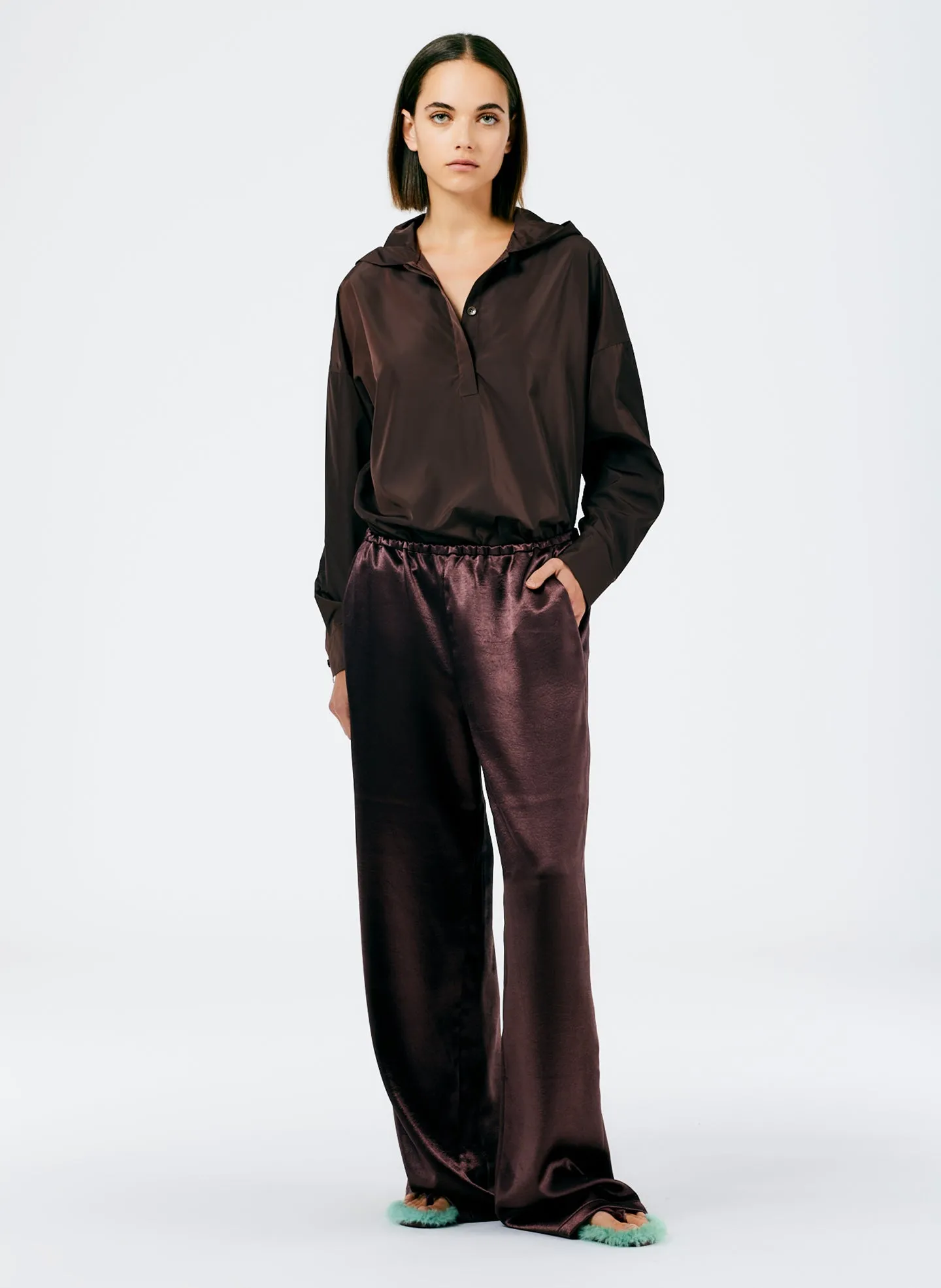 Summer Satin Wide Leg Pull On Pant sold by Tibi