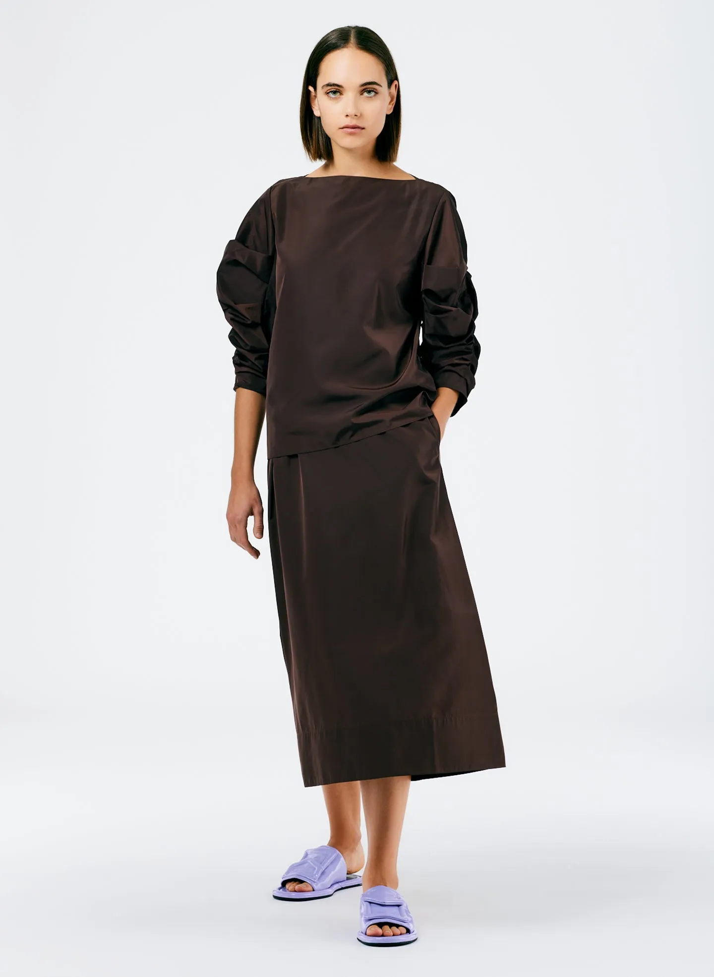 Italian Sporty Nylon Shirred Sleeve Top sold by Tibi product image thumbnail 4