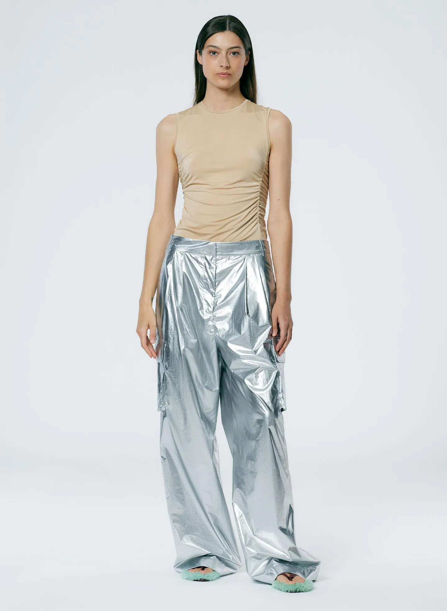 Metallic Nylon Pleated Stella Cargo Pant sold by Tibi