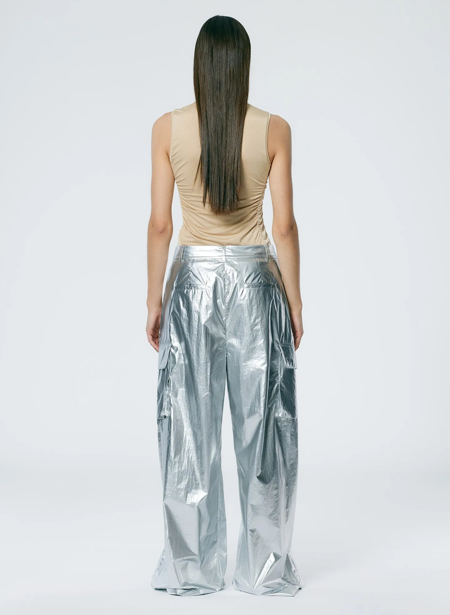 Metallic Nylon Pleated Stella Cargo Pant sold by Tibi product image thumbnail 3