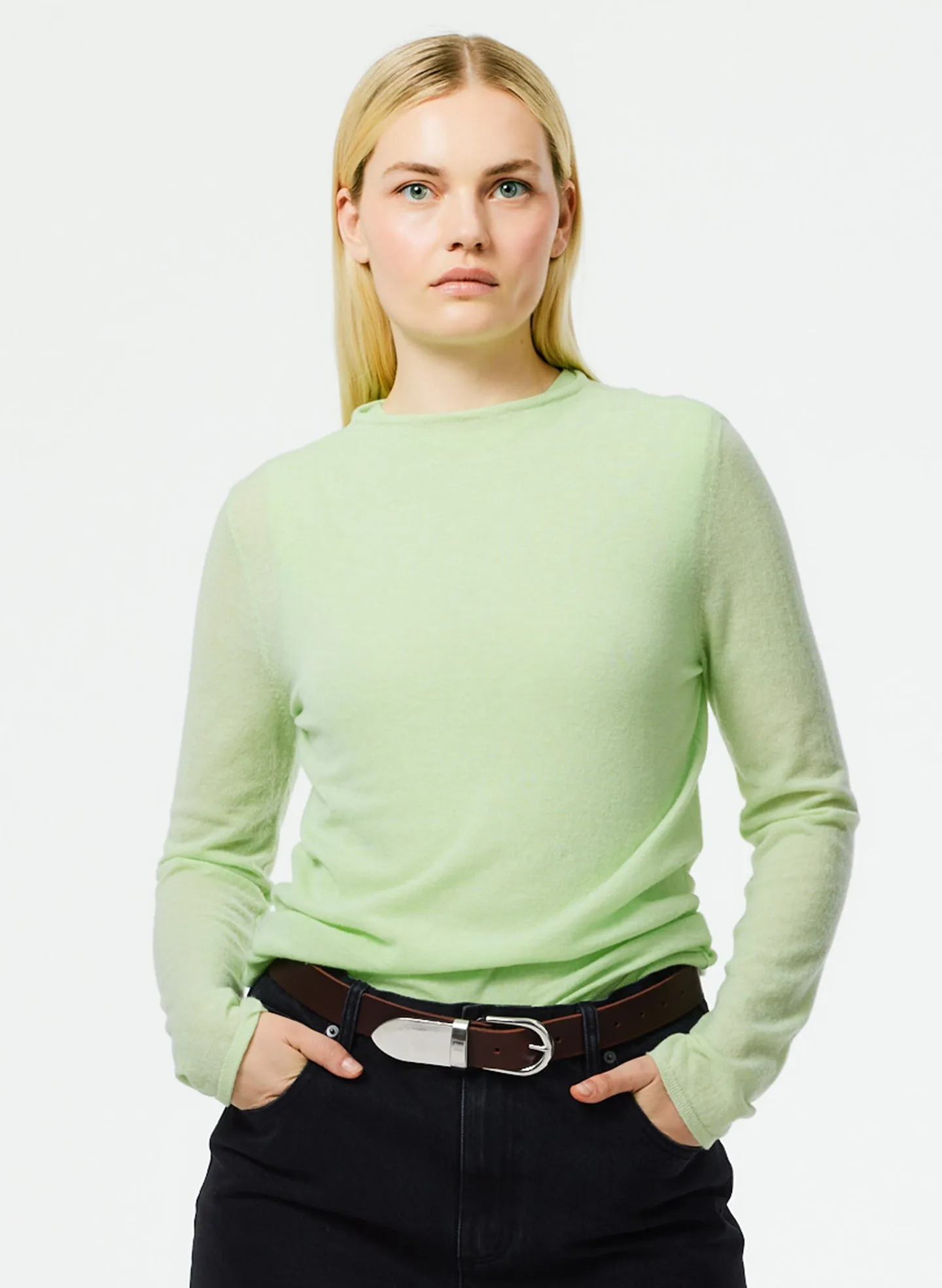 Skinlike Mercerized Wool Soft Sheer Pullover sold by Tibi