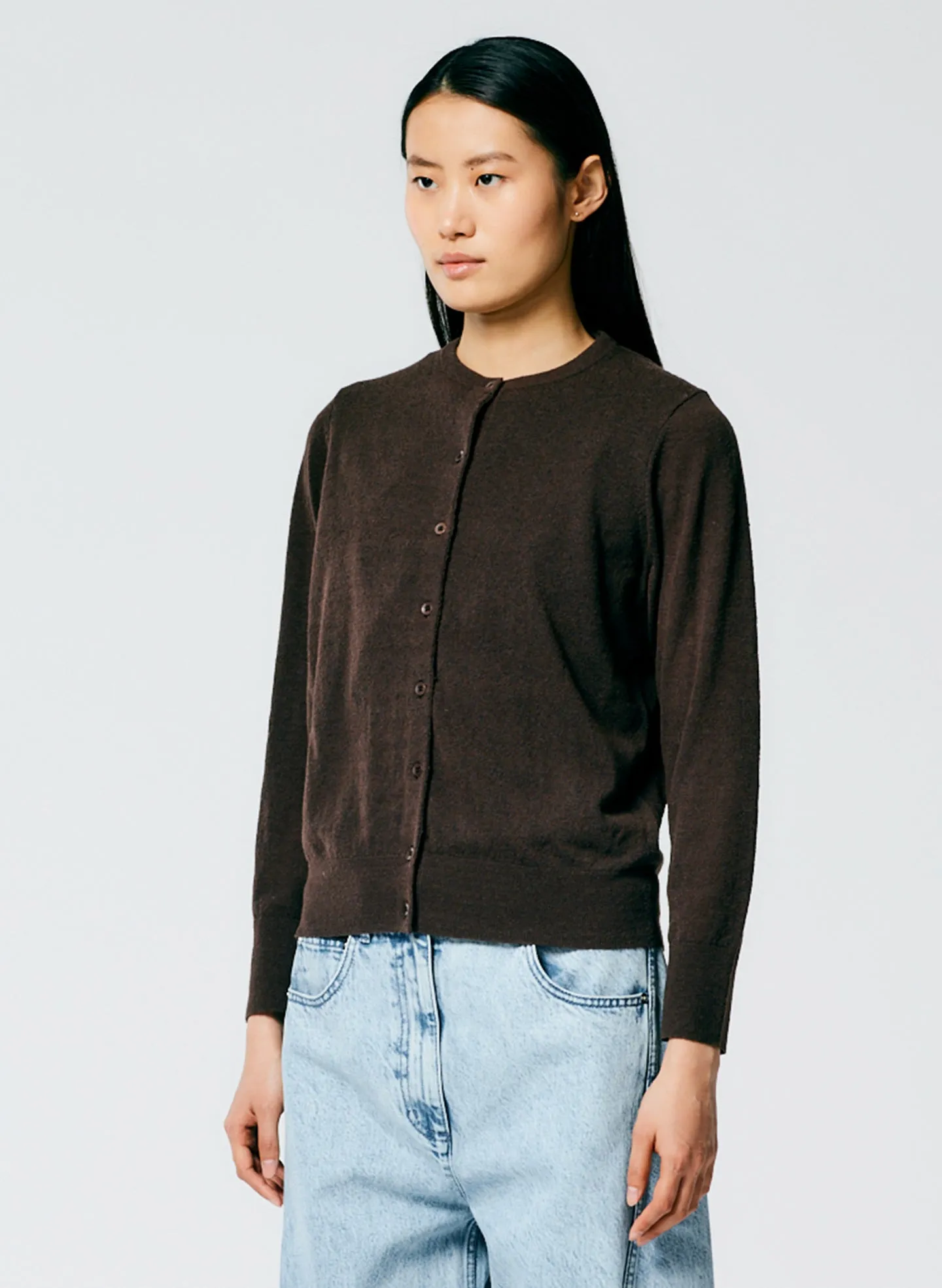 Skinlike Mercerized Wool Shrunken Cardigan sold by Tibi product image thumbnail 3