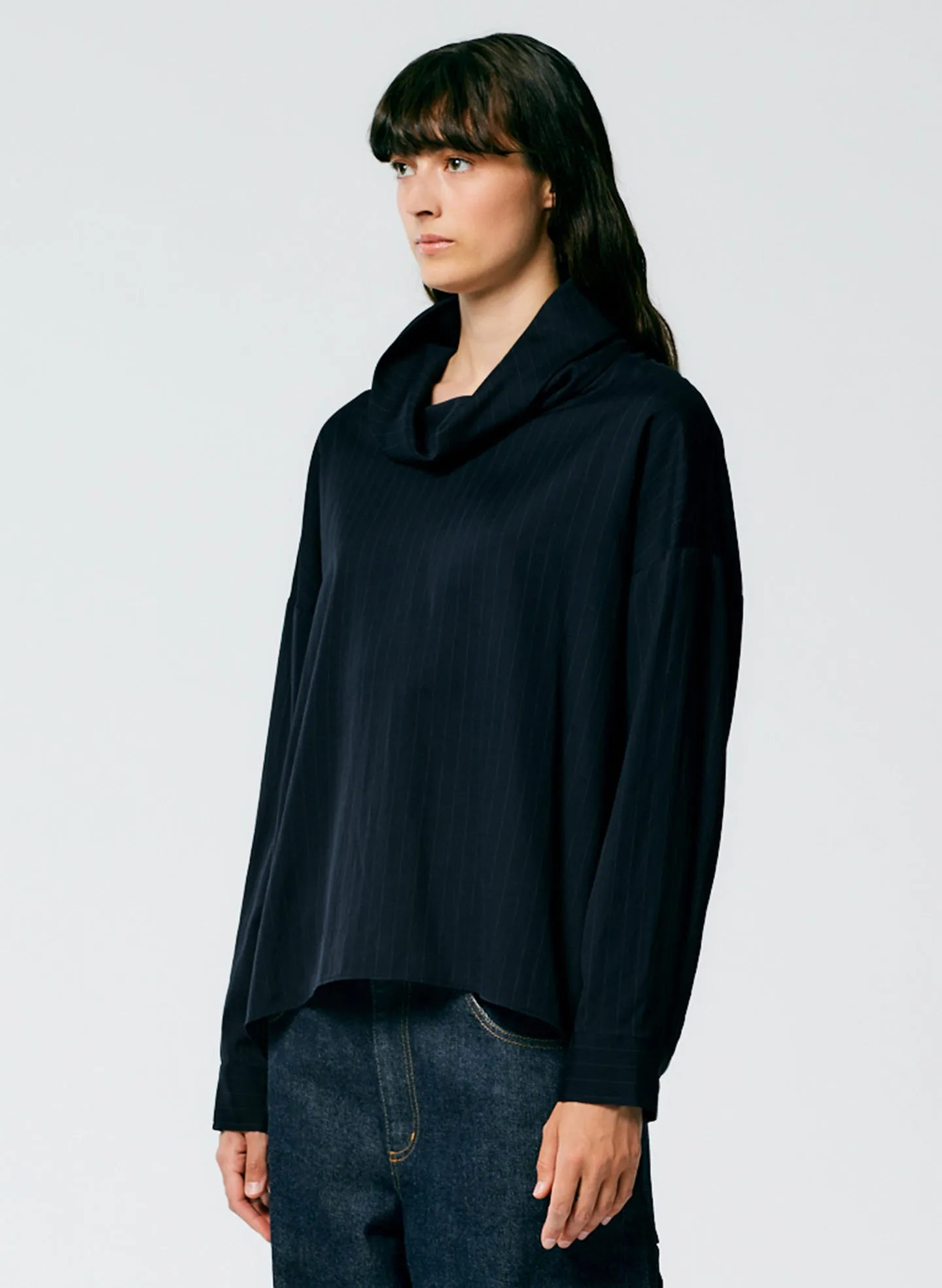 Lyocell Drape Cowl Neck Top sold by Tibi product image thumbnail 4