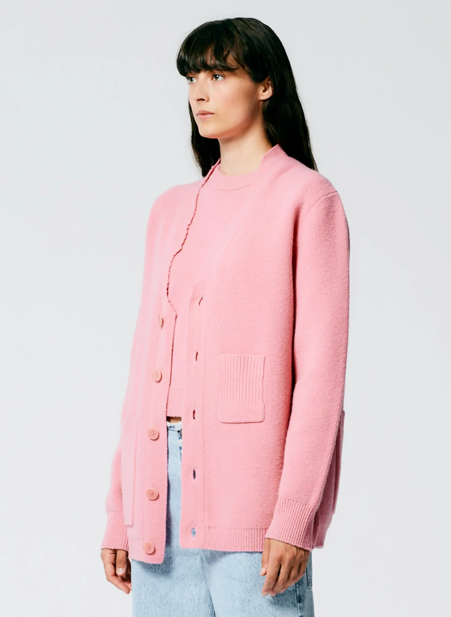 Soft Lambswool Distressed Cardigan sold by Tibi product image thumbnail 3