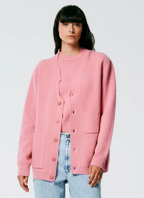 Soft Lambswool Distressed Cardigan made by Tibi
