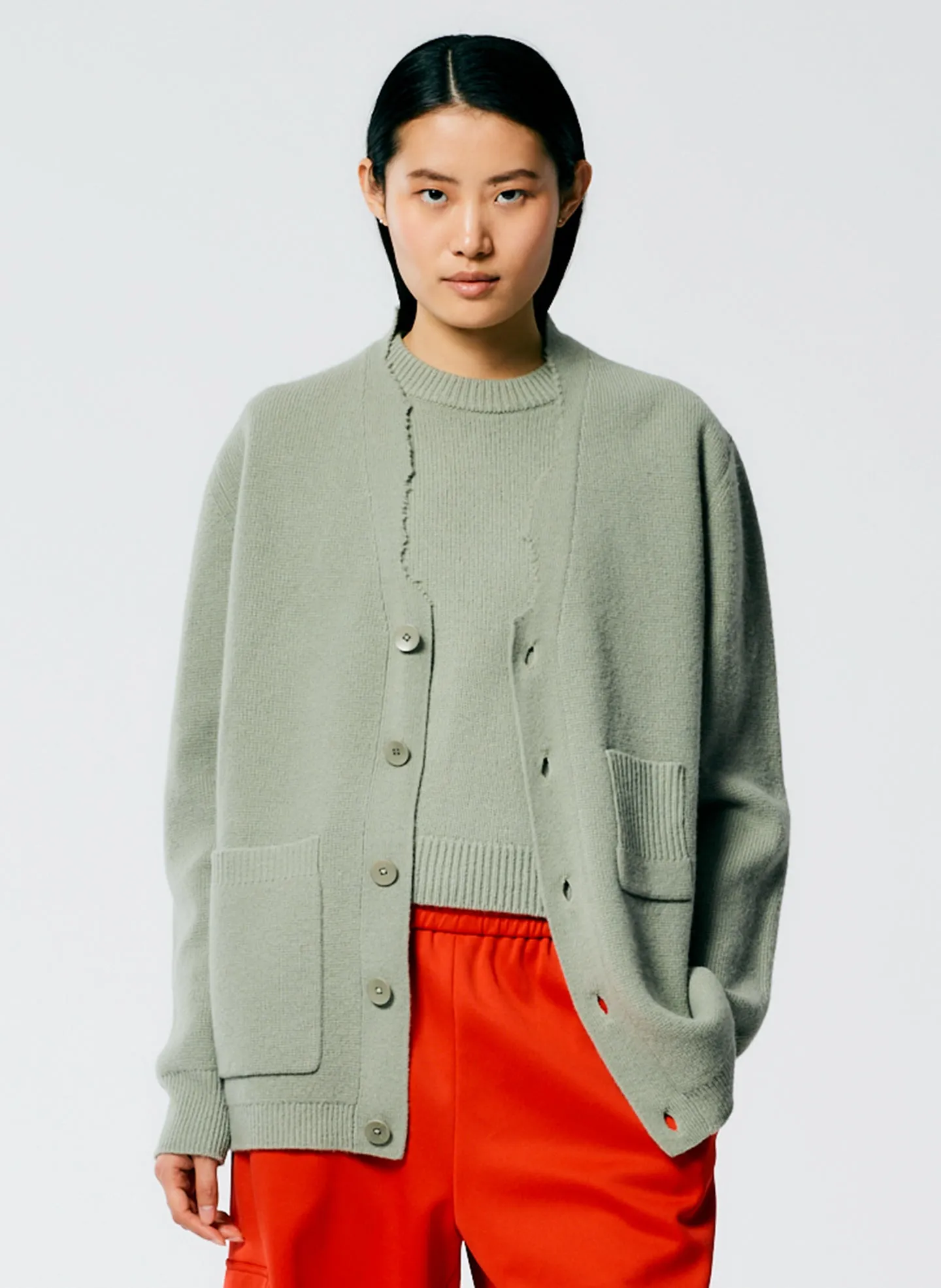 Soft Lambswool Distressed Cardigan sold by Tibi product image thumbnail 5