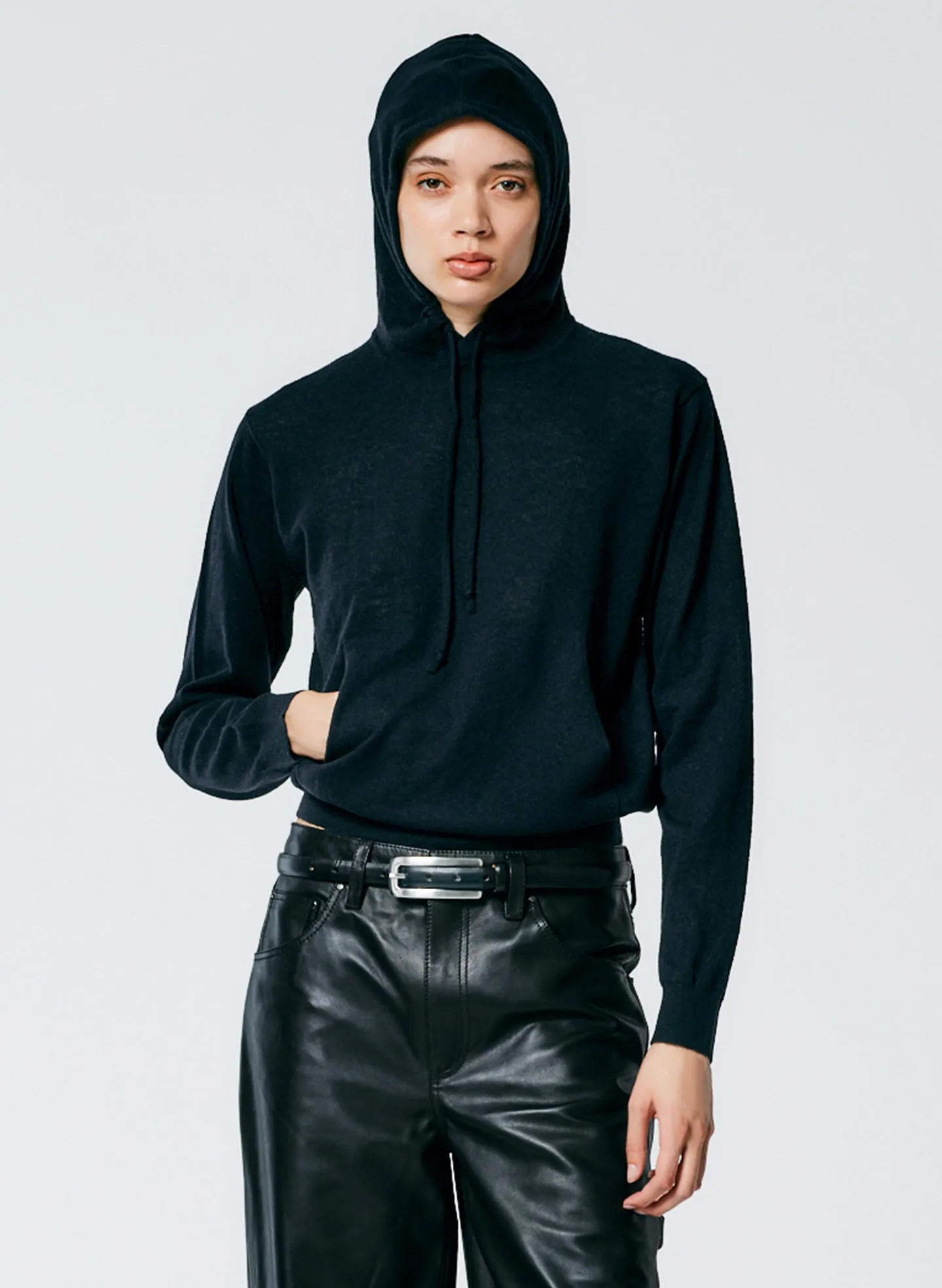Skinlike Mercerized Wool Shrunken Hoodie sold by Tibi product image thumbnail 2