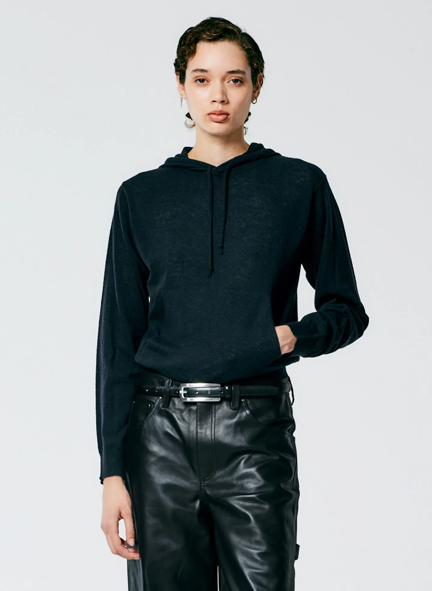 Skinlike Mercerized Wool Shrunken Hoodie sold by Tibi product image thumbnail 3