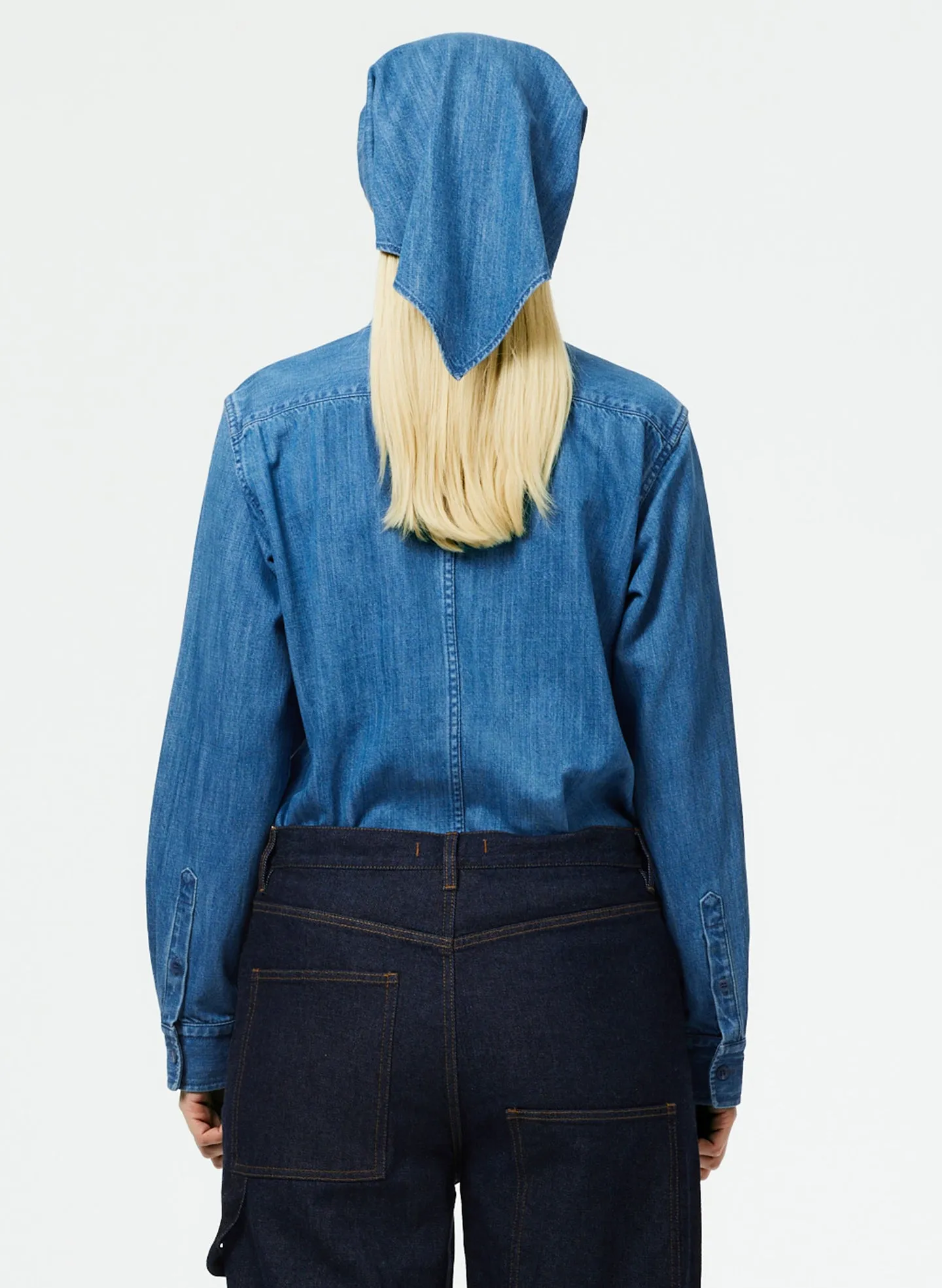 Lightweight Stone Washed Tie Neck Slim Men's Shirt sold by Tibi product image thumbnail 4