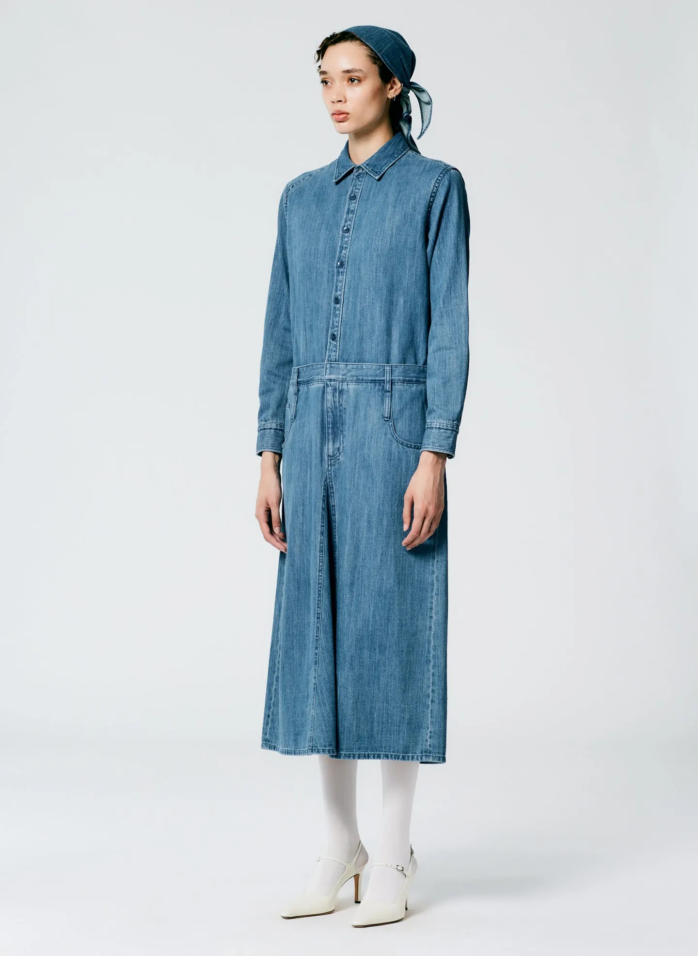 Lightweight Stone Washed Denim Shirtdress sold by Tibi product image thumbnail 2