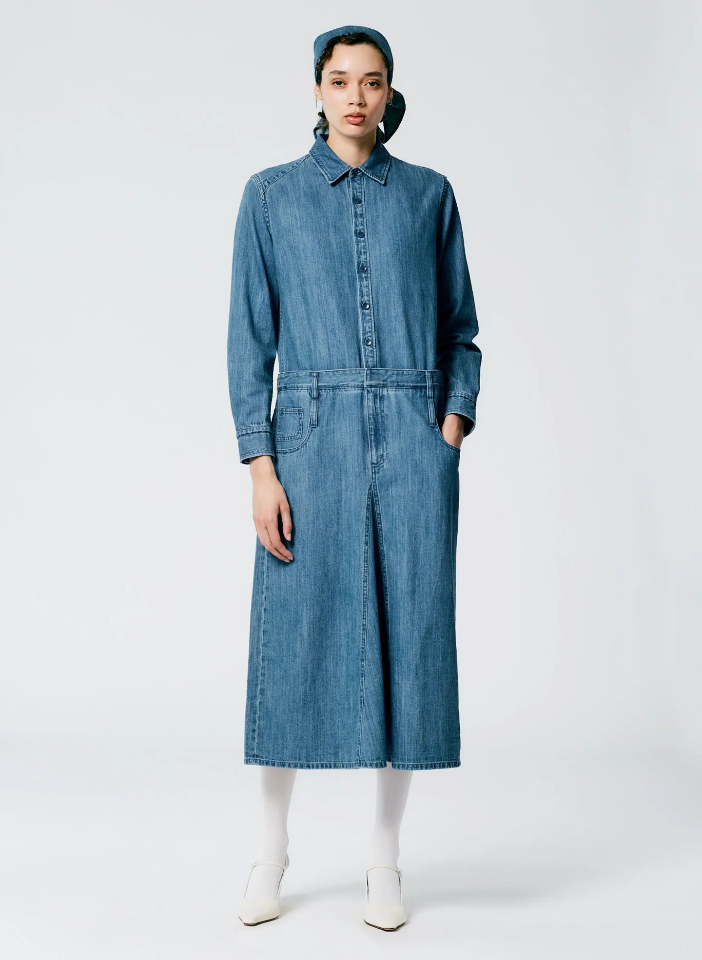 Lightweight Stone Washed Denim Shirtdress sold by Tibi