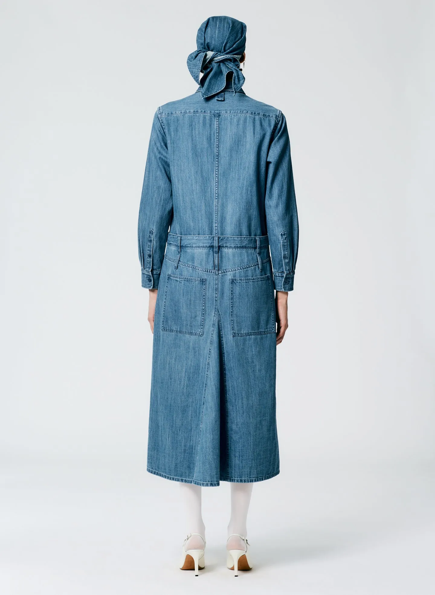 Lightweight Stone Washed Denim Shirtdress sold by Tibi product image thumbnail 3