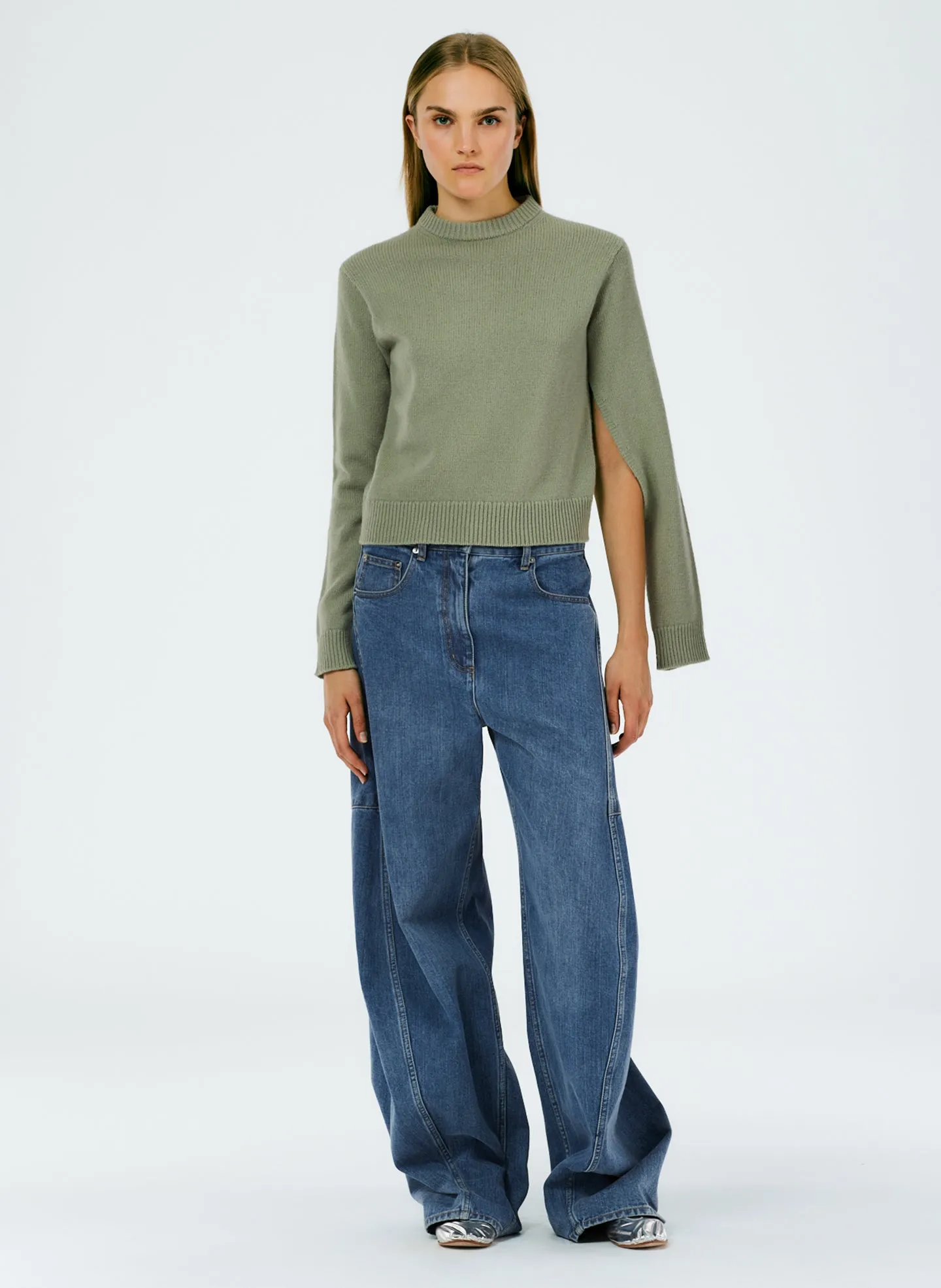 Soft Lambswool Shrunken Crewneck Pullover sold by Tibi product image thumbnail 4