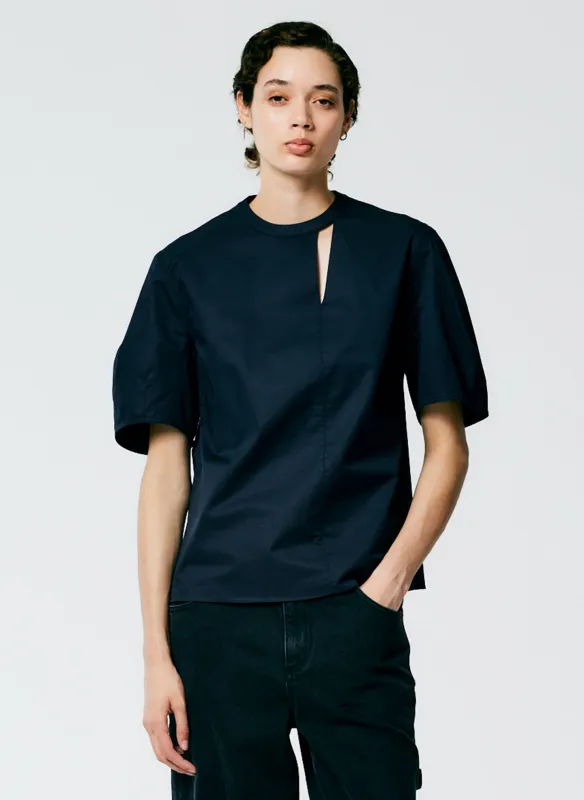 Eco Poplin Sculpted Sleeve Top With Cut Out Detail sold by Tibi