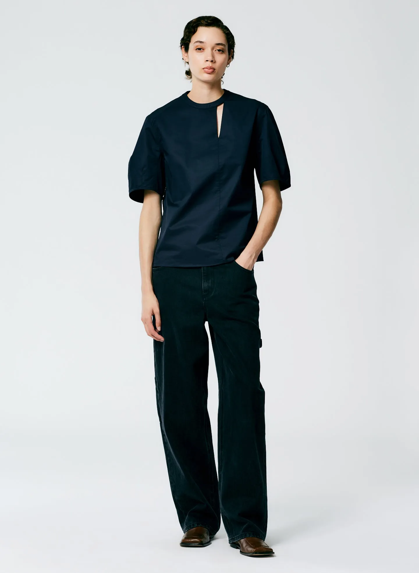 Eco Poplin Sculpted Sleeve Top With Cut Out Detail sold by Tibi product image thumbnail 4