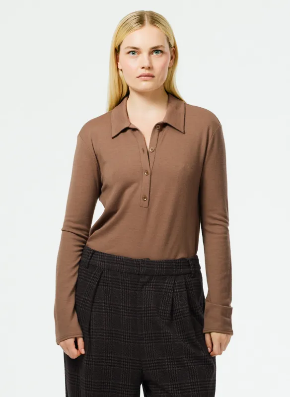 Wool Jersey Slim Polo Top made by Tibi