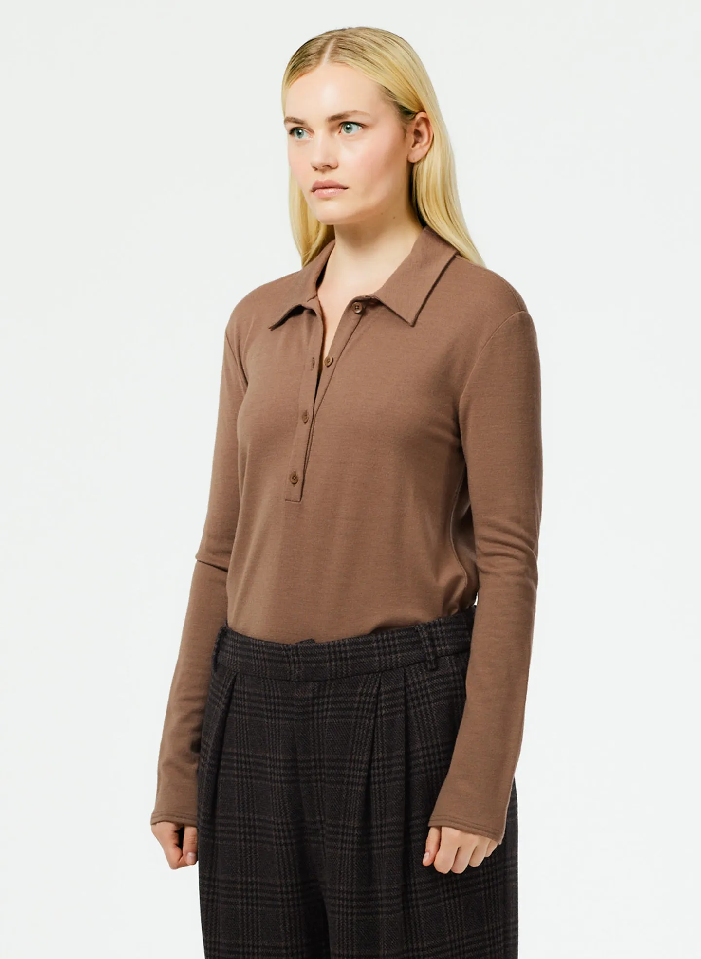 Wool Jersey Slim Polo Top sold by Tibi product image thumbnail 2