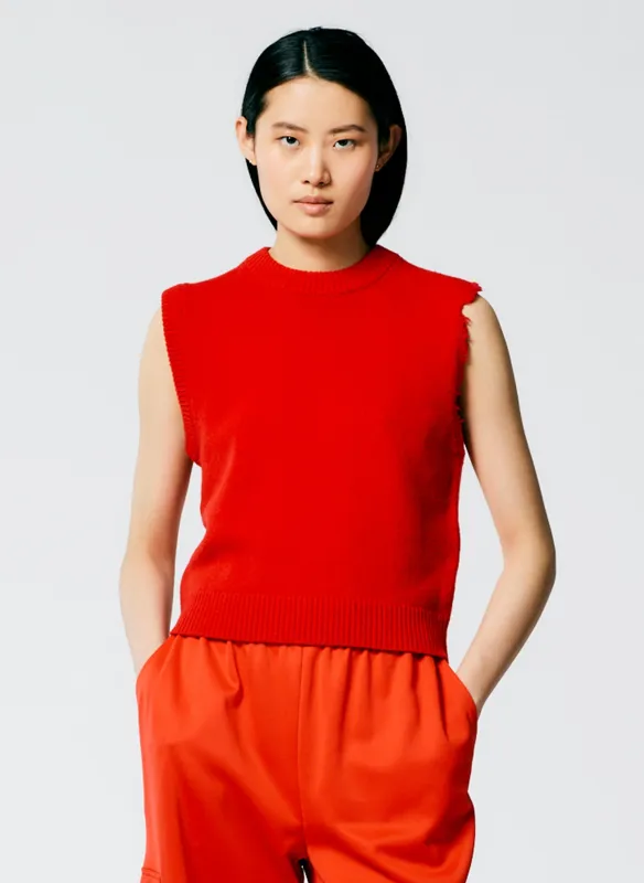 Soft Lambswool Distressed Vest made by Tibi