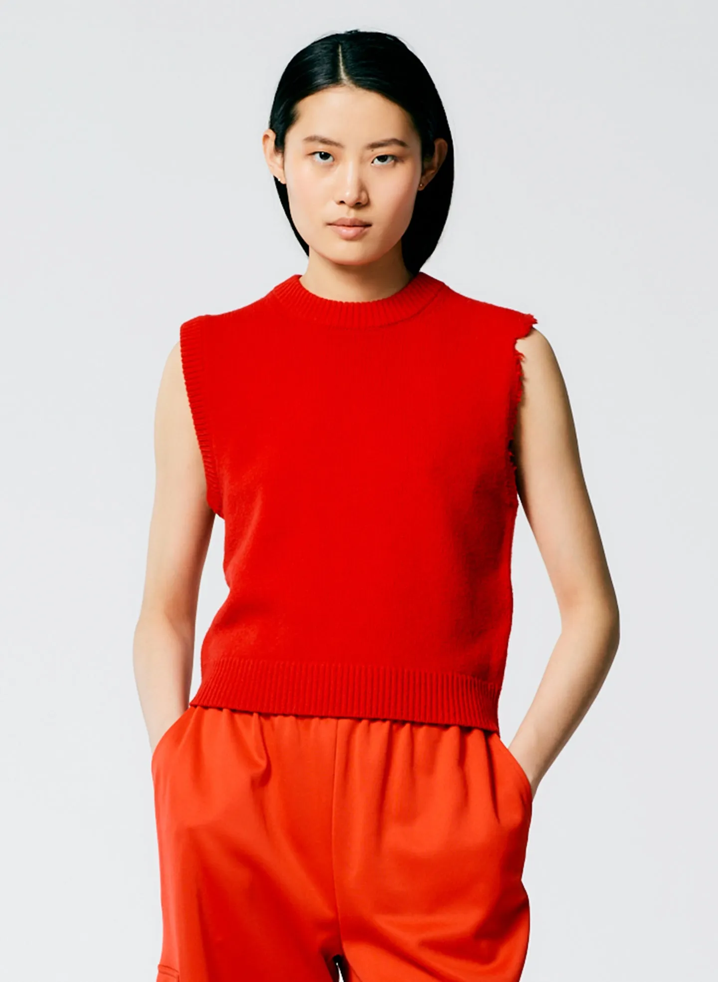 Soft Lambswool Distressed Vest sold by Tibi