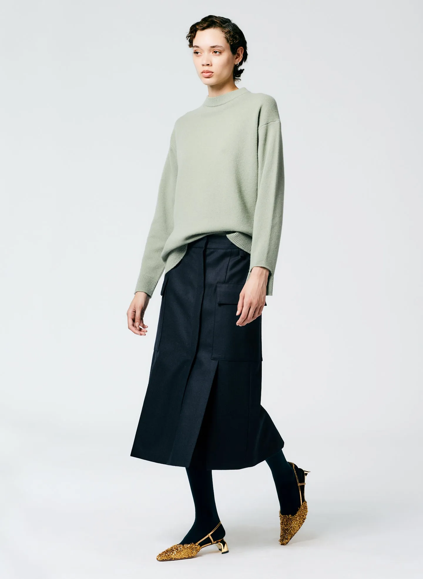 Superfine Wool Flannel Paneled Cargo Skirt sold by Tibi product image thumbnail 4