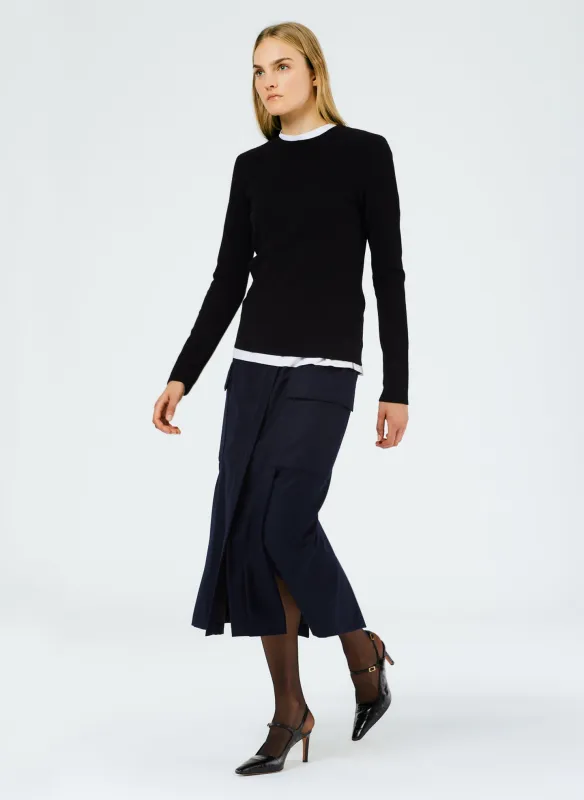 Superfine Wool Flannel Paneled Cargo Skirt made by Tibi