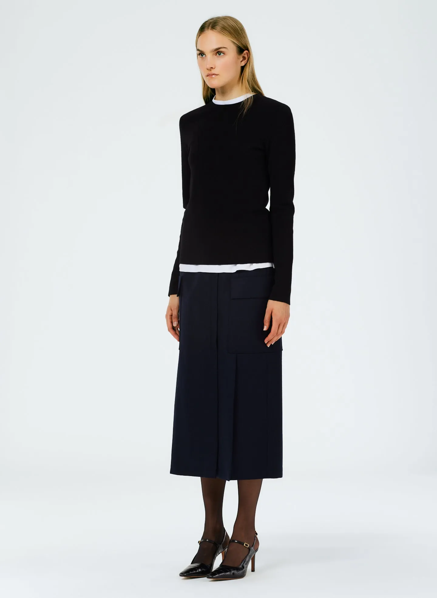 Superfine Wool Flannel Paneled Cargo Skirt sold by Tibi product image thumbnail 2