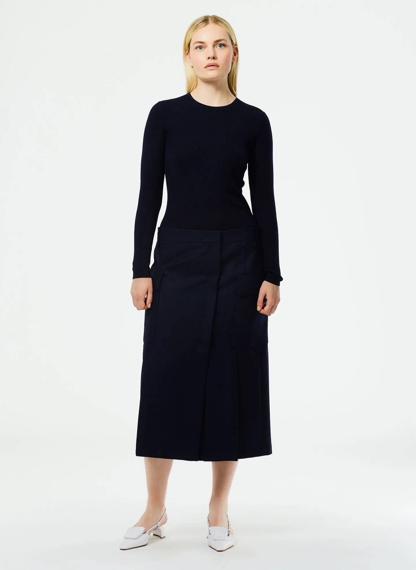 Superfine Wool Flannel Paneled Cargo Skirt sold by Tibi product image thumbnail 5