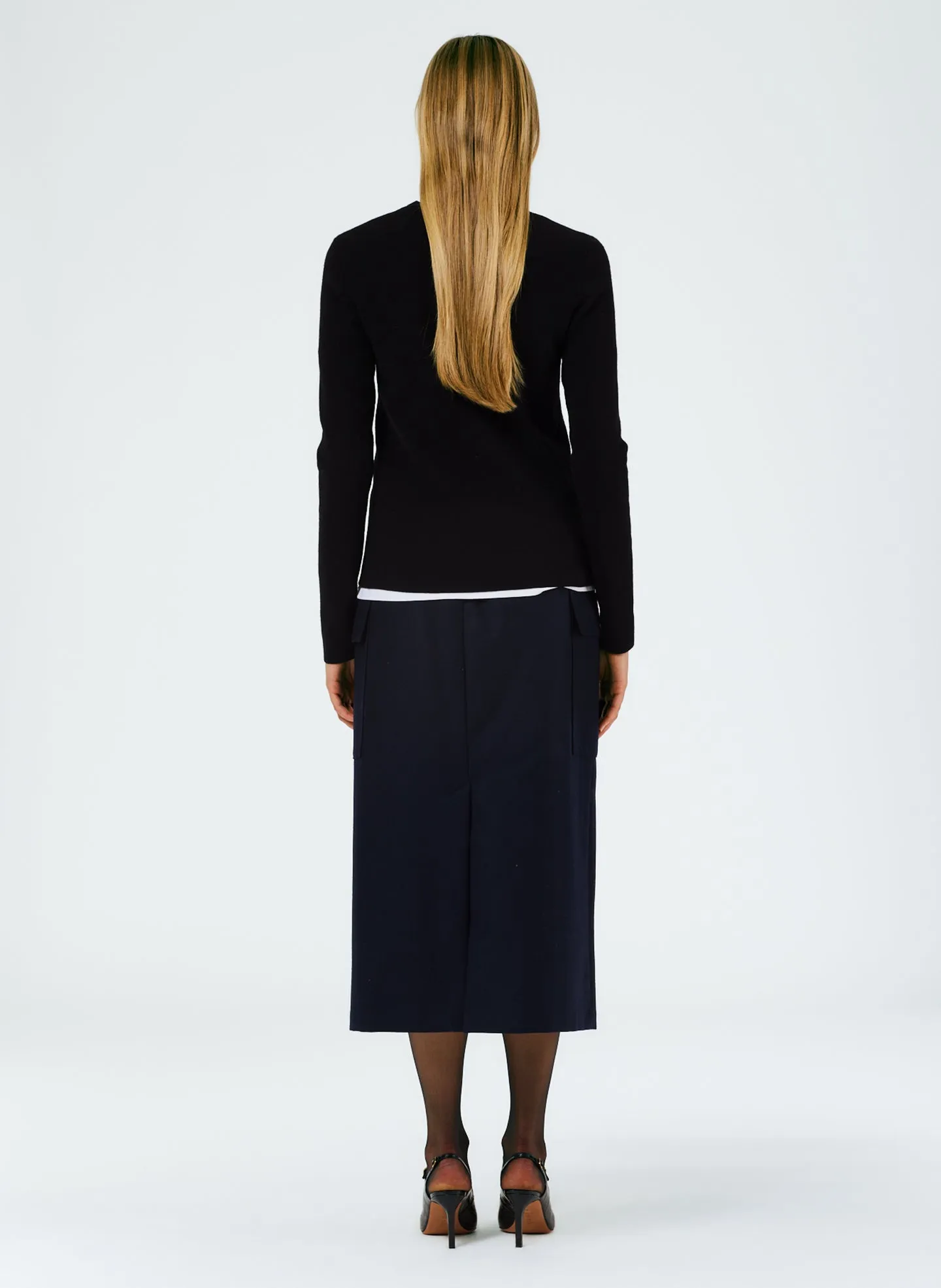 Superfine Wool Flannel Paneled Cargo Skirt sold by Tibi product image thumbnail 3