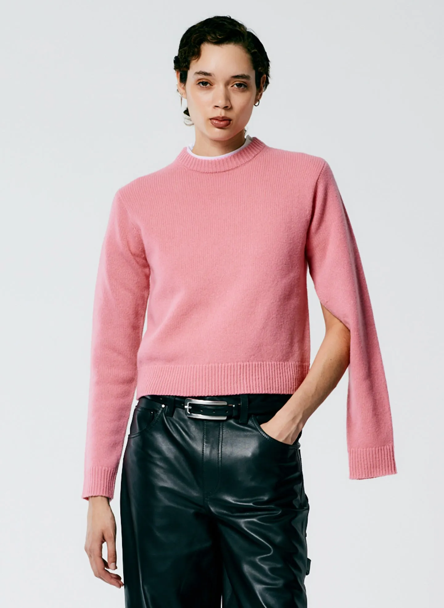 Soft Lambswool Shrunken Crewneck Pullover sold by Tibi