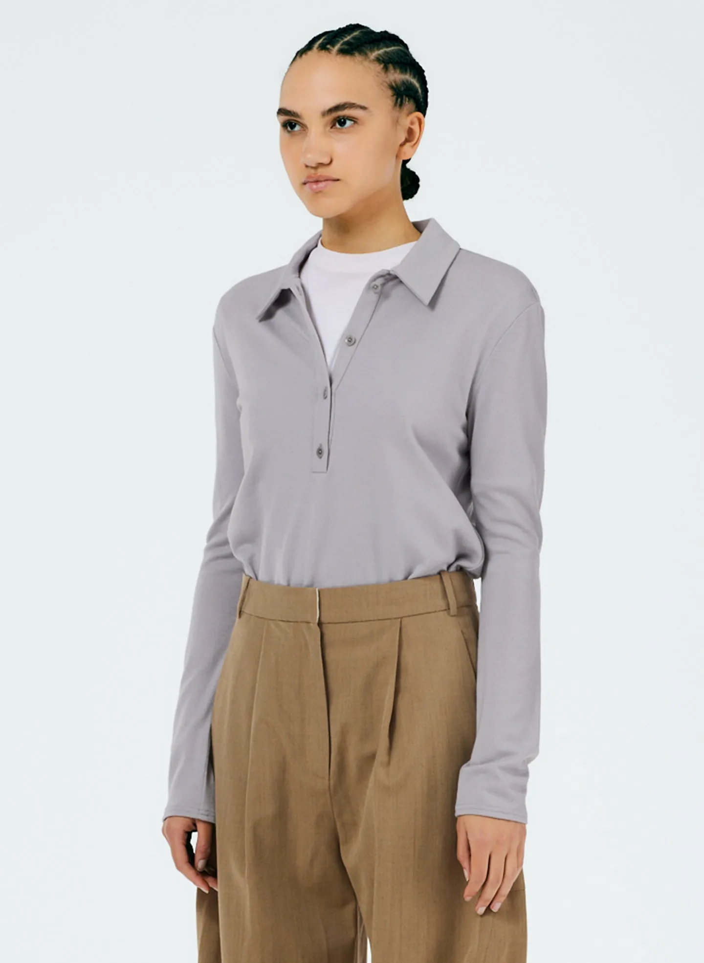 Wool Jersey Slim Polo Top sold by Tibi product image thumbnail 2
