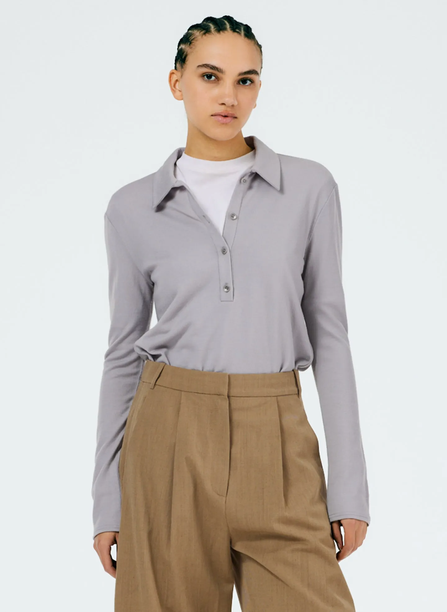 Wool Jersey Slim Polo Top sold by Tibi