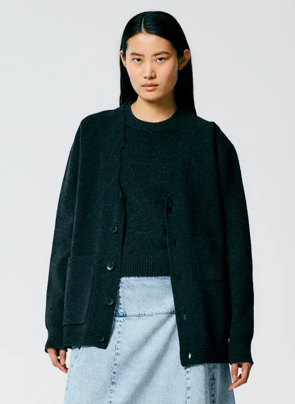 Soft Lambswool Distressed Cardigan made by Tibi