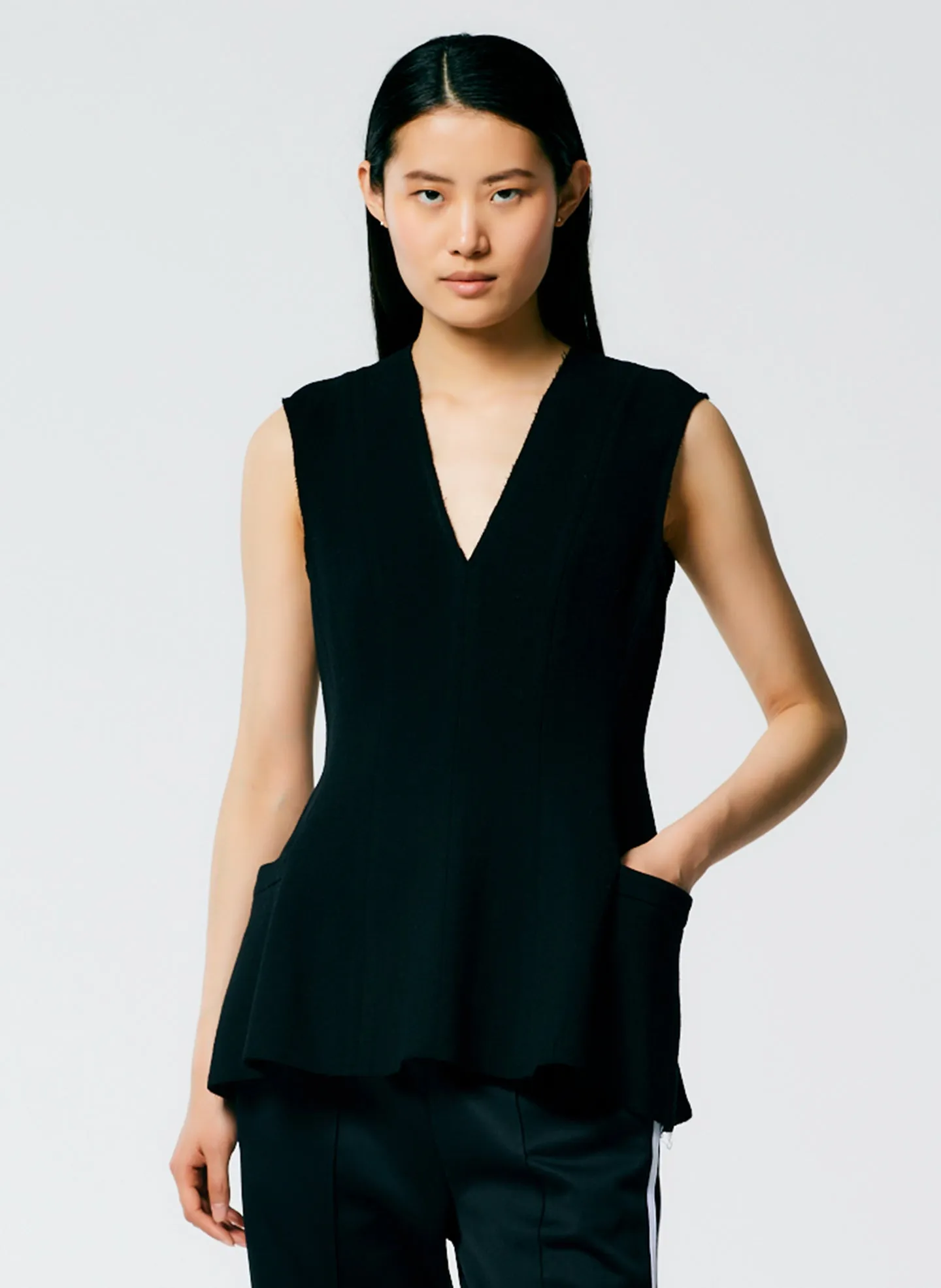 Melee Crepe V-Neck Top sold by Tibi