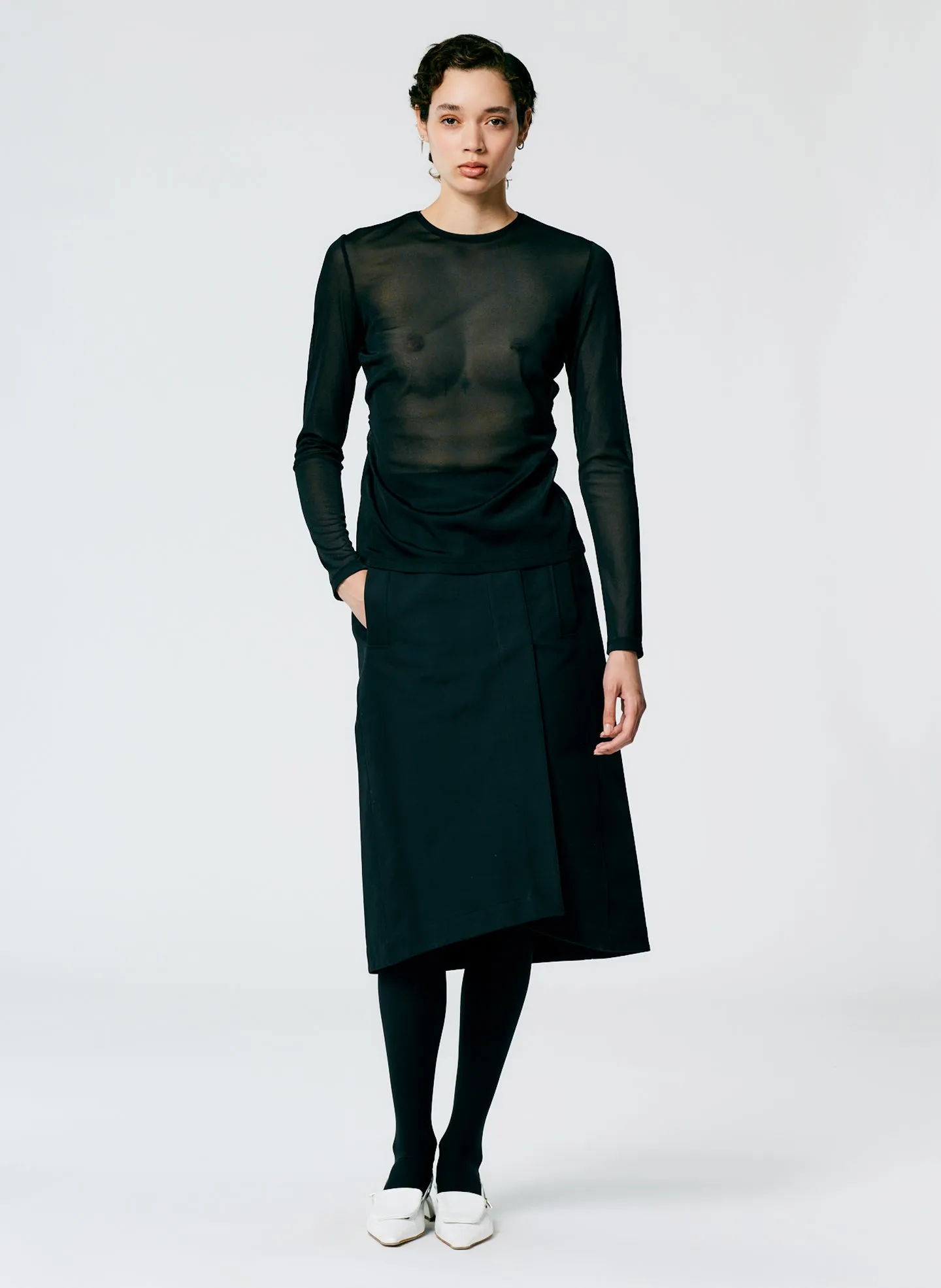Sheer Gauze Long Sleeve Top With Pintuck Detail sold by Tibi product image thumbnail 4