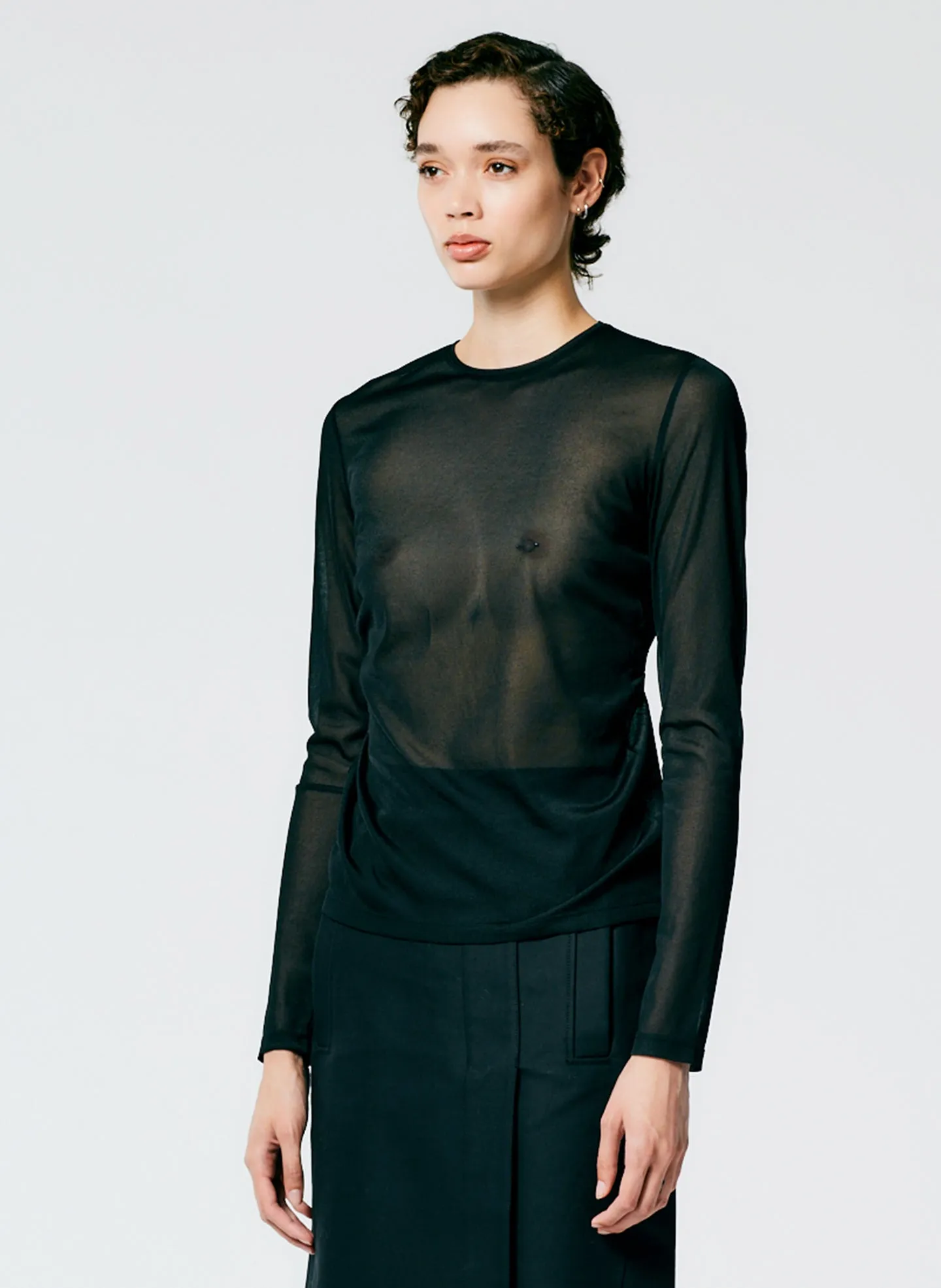 Sheer Gauze Long Sleeve Top With Pintuck Detail sold by Tibi product image thumbnail 2
