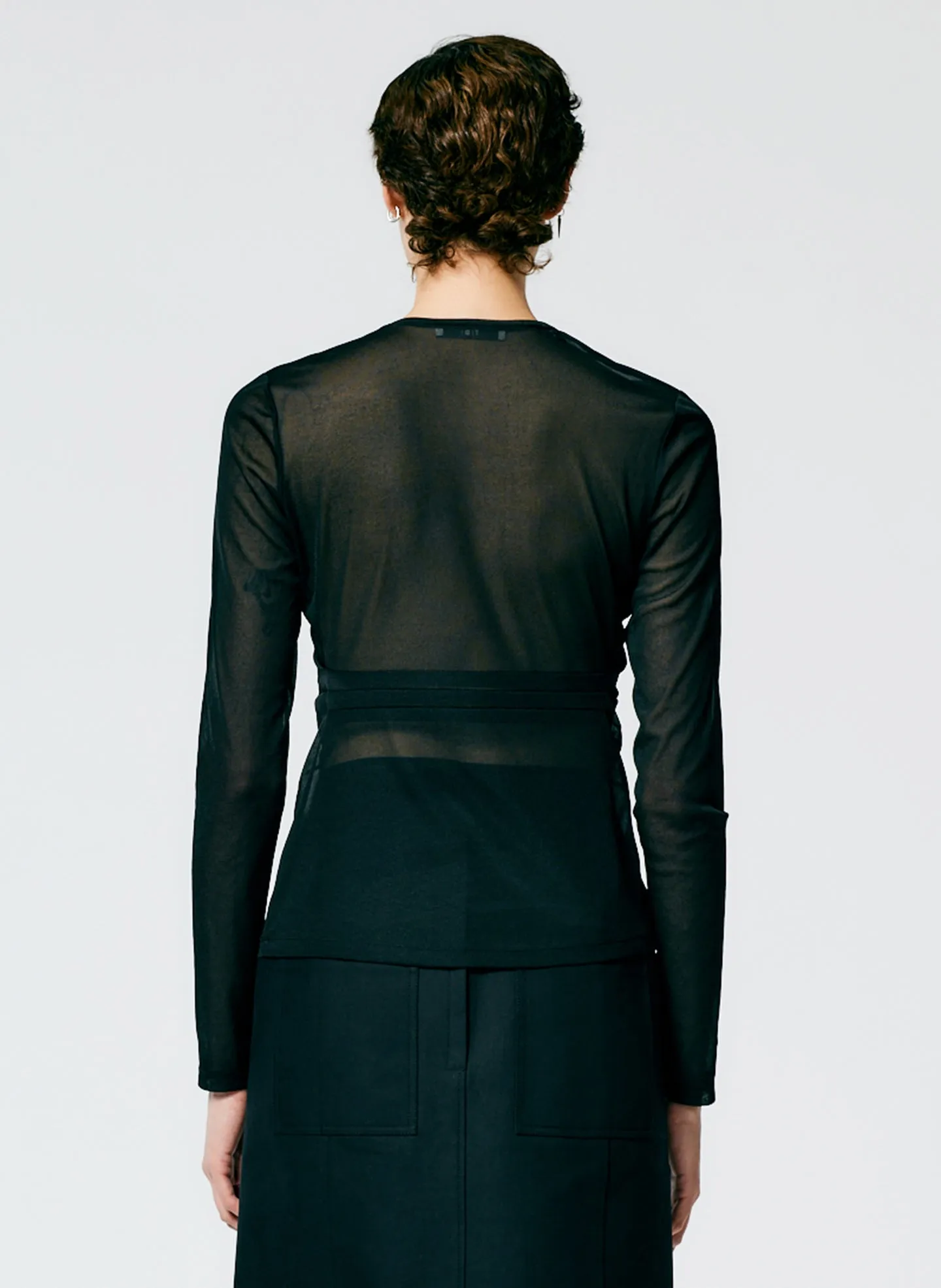 Sheer Gauze Long Sleeve Top With Pintuck Detail sold by Tibi product image thumbnail 3