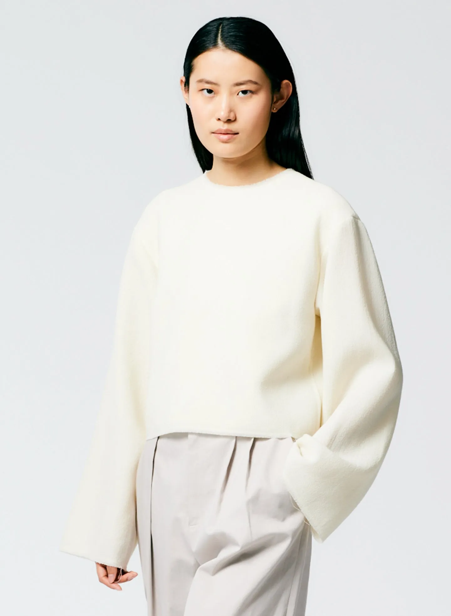 Melee Crepe Long Sleeve Cropped Top sold by Tibi