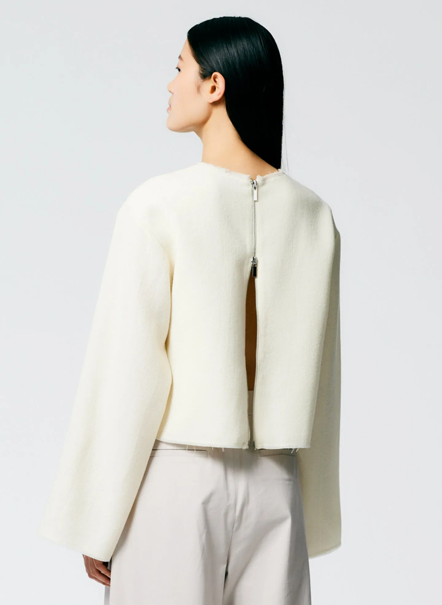Melee Crepe Long Sleeve Cropped Top sold by Tibi product image thumbnail 3