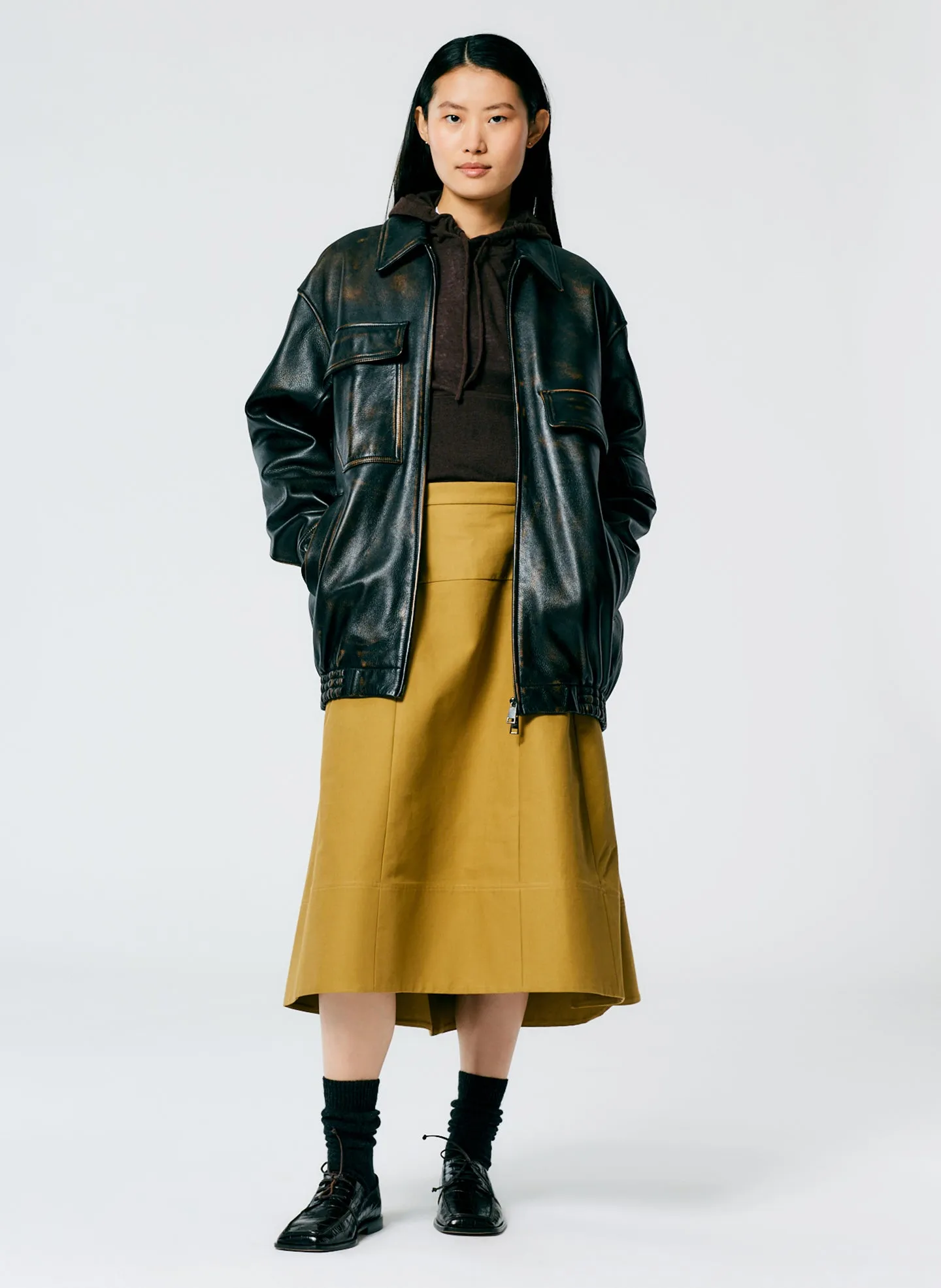 Aviator Leather Oversized Bomber sold by Tibi product image thumbnail 4