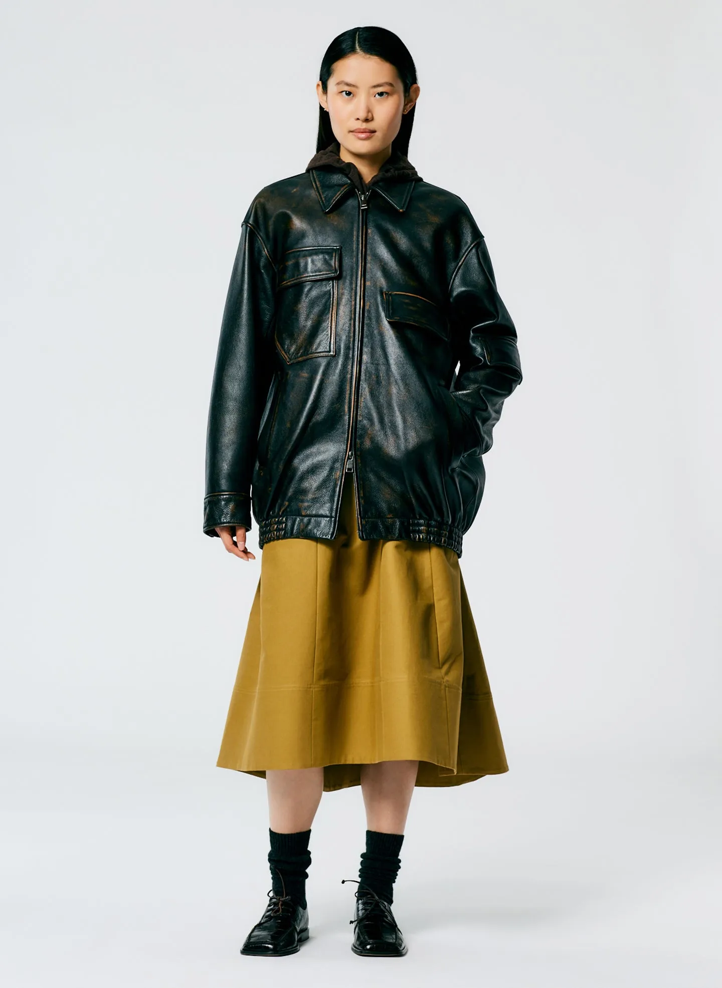 Aviator Leather Oversized Bomber sold by Tibi product image thumbnail 5