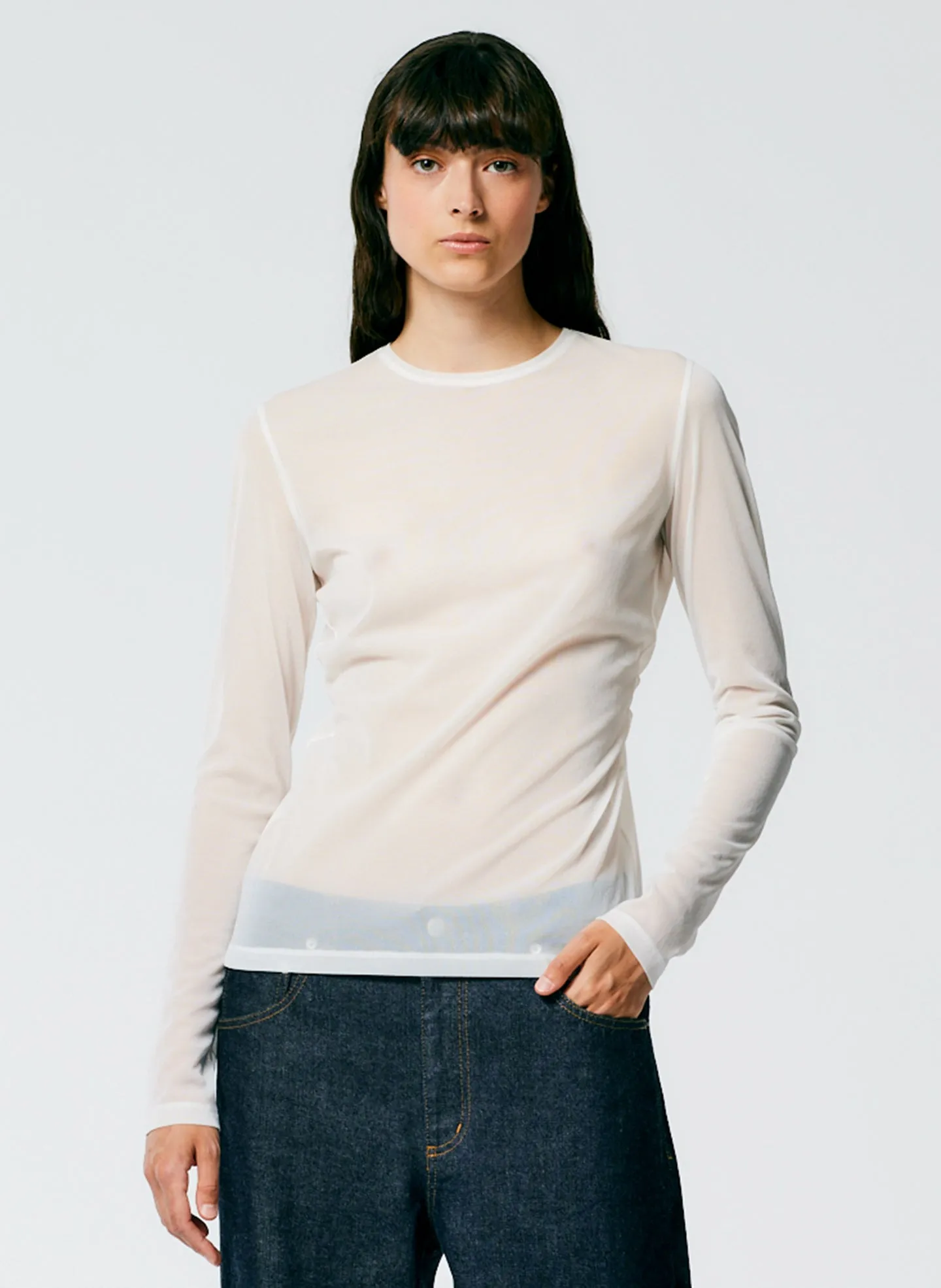 Sheer Gauze Long Sleeve Top With Pintuck Detail sold by Tibi product image thumbnail 2