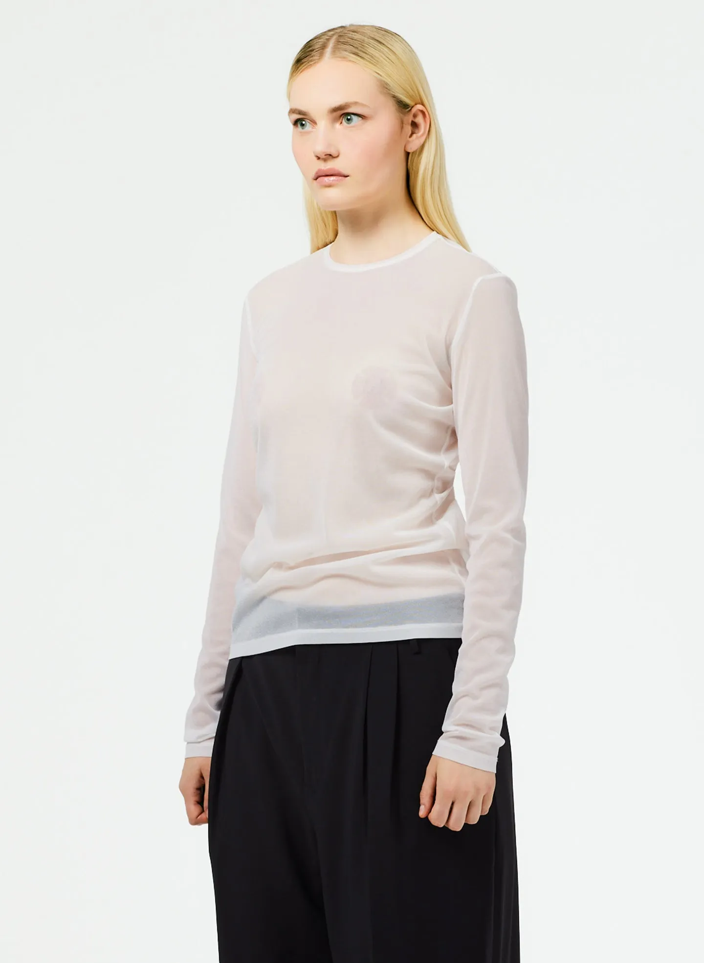 Sheer Gauze Long Sleeve Top With Pintuck Detail sold by Tibi product image thumbnail 3