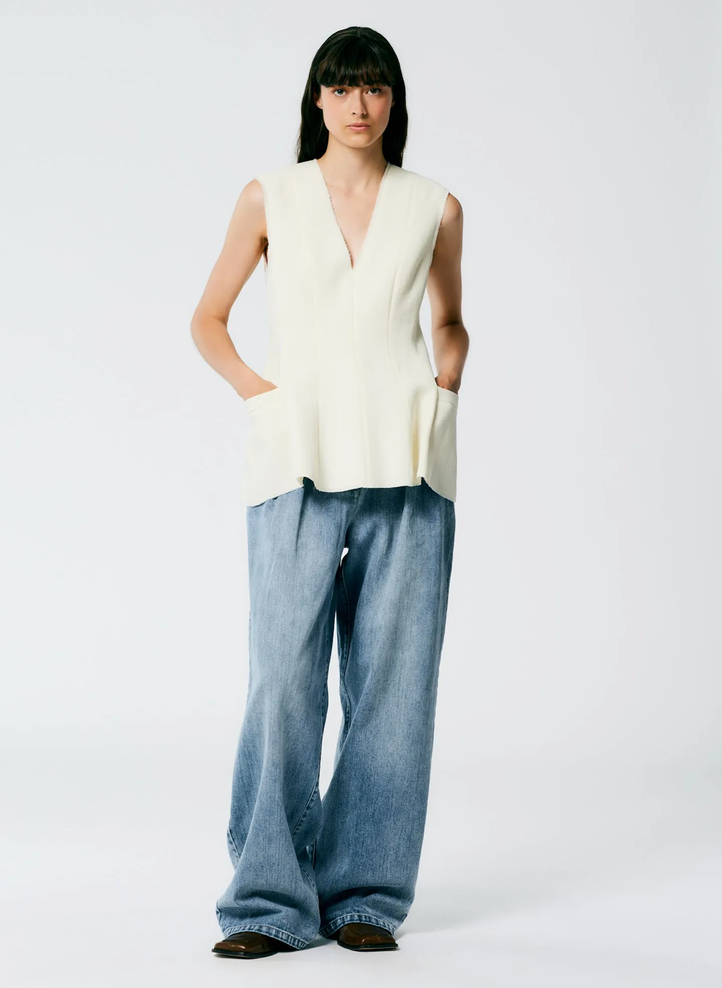 Melee Crepe V-Neck Top sold by Tibi product image thumbnail 4