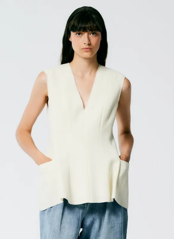 Melee Crepe V-Neck Top sold by Tibi