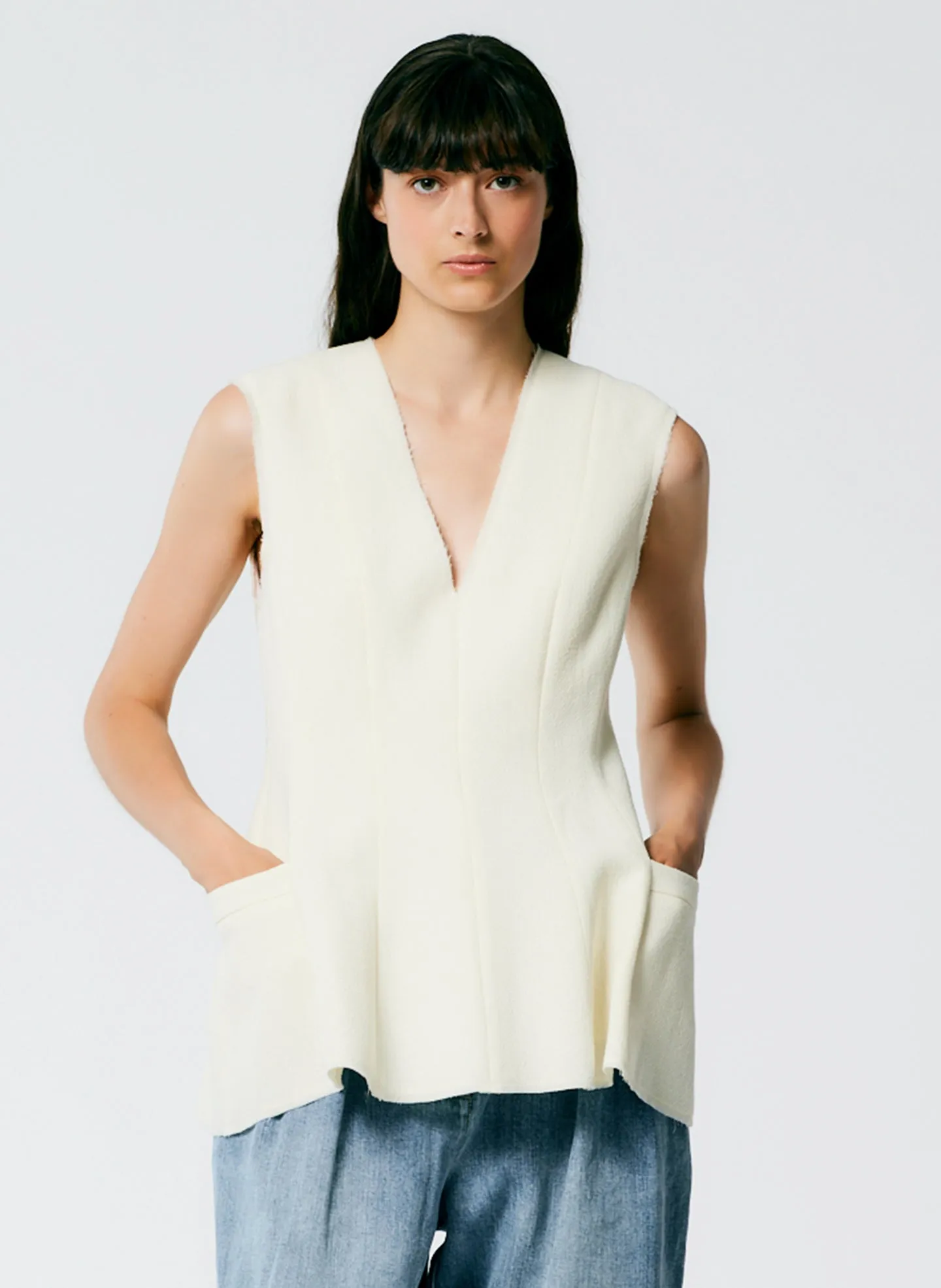 Melee Crepe V-Neck Top sold by Tibi