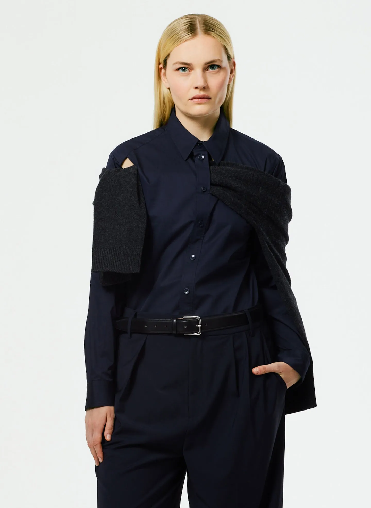 Eco Poplin Cut Out Charlie Shirt sold by Tibi