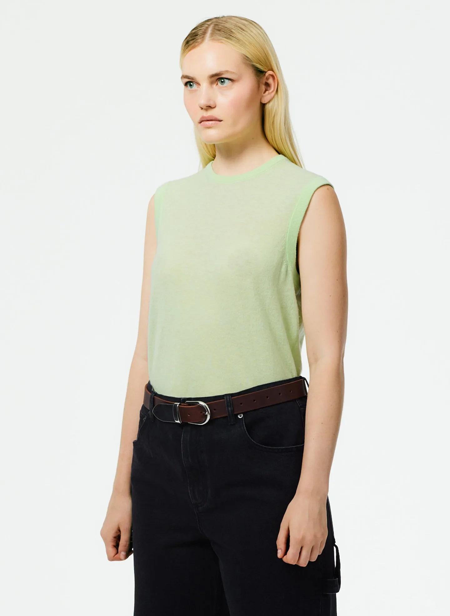 Skinlike Mercerized Wool Sleeveless Sweater sold by Tibi product image thumbnail 3