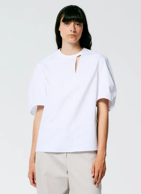 Eco Poplin Sculpted Sleeve Top With Cut Out Detail sold by Tibi