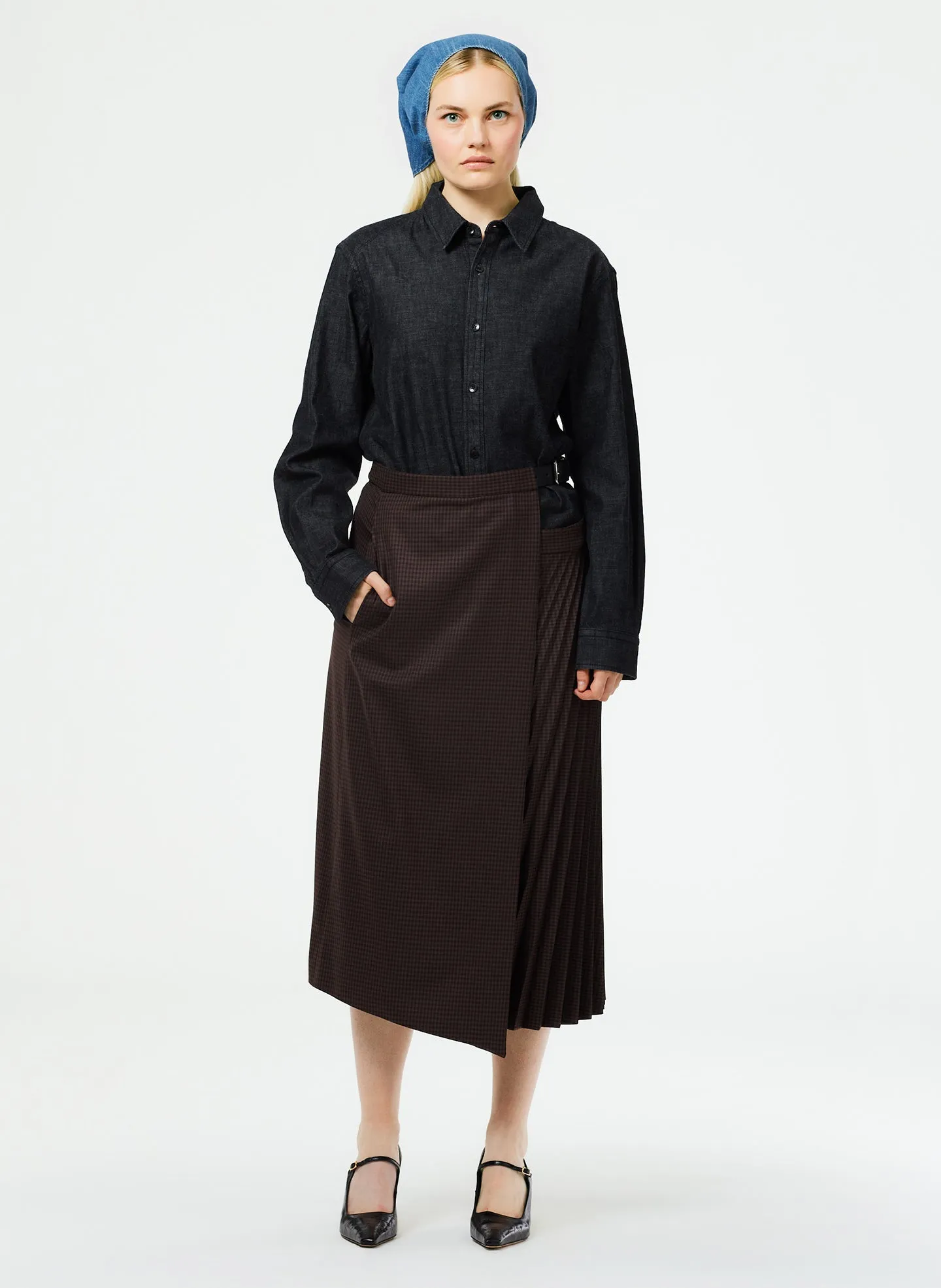 Jett Suiting Pleated Wrap Skirt sold by Tibi product image thumbnail 5